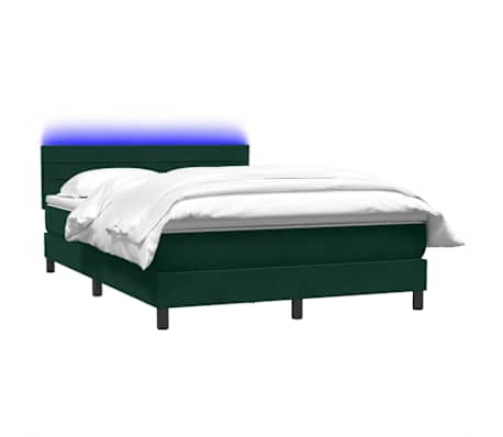 vidaXL Res&aring;rs&auml;ng med madrass och LED m&ouml;rkgr&ouml;n 160x210 cm sammet