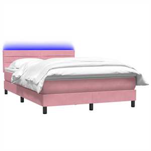 Box spring postel s matrací a LED růžová 160x210 cm samet - obrázek 3