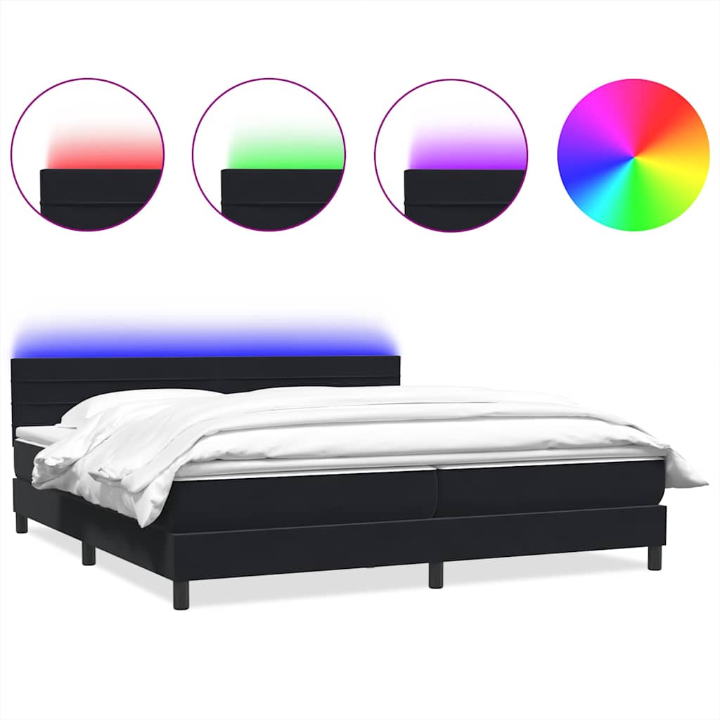 Thumbnail - vidaXL Boxspringbett mit Matratze & LED Schwarz 180x210 cm Samt