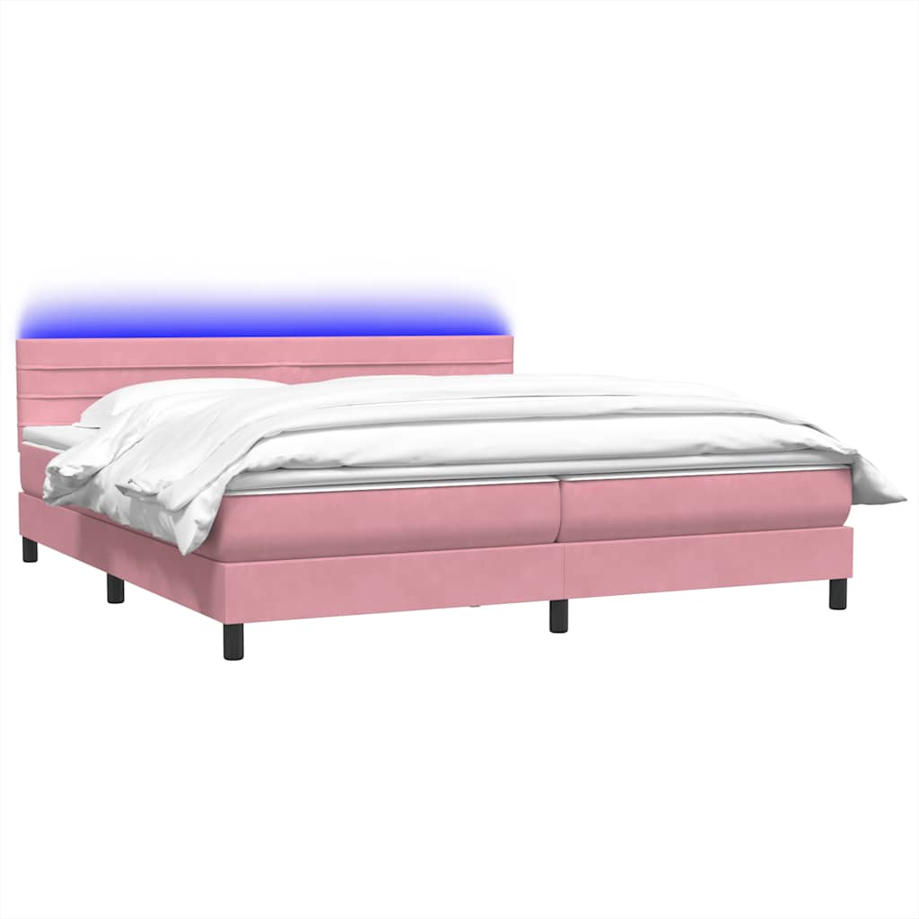 Thumbnail - vidaXL Boxspringbett mit Matratze & LED Rosa 180x210 cm Samt
