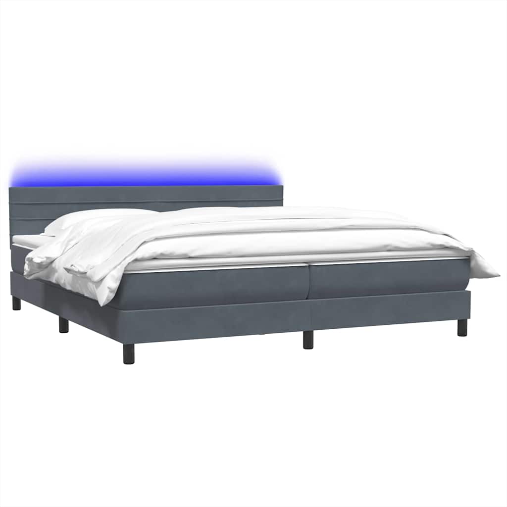 Thumbnail - vidaXL Boxspringbett mit Matratze & LED Dunkelgrau 200x210 cm Samt