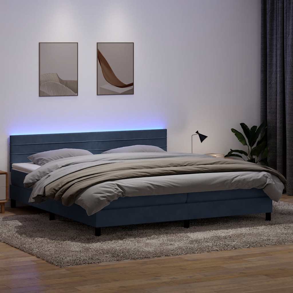 vidaXL Pat box spring cu saltea, gri închis, 200x210 cm, catifea