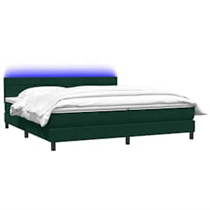 Box spring postel s matrací a LED tmavě zelená 200x210 cm samet - obrázek 3