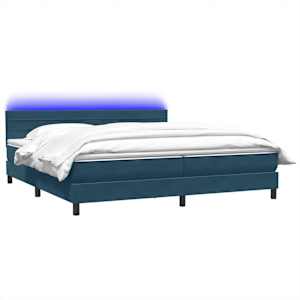 Box spring postel s matrací a LED tmavě modrá 200x210 cm samet - obrázek 3