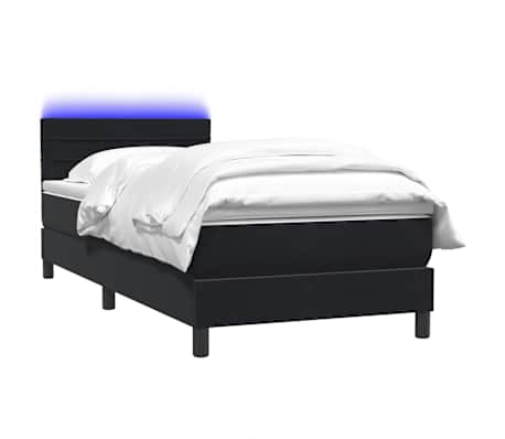 vidaXL Cama box spring c/ colch&atilde;o e LED 80x220 cm veludo preto