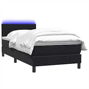 vidaXL Cama box spring c/ colch&atilde;o e LED 80x220 cm veludo preto