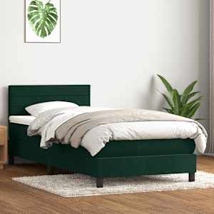 Box spring postel s matrací a LED tmavě zelená 80x220 cm samet - obrázek 4