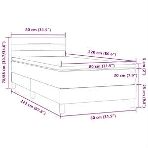 Box spring postel s matrací a LED tmavě modrá 80x220 cm samet - obrázek 16