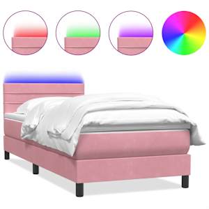 Box spring postel s matrací a LED růžová 80x220 cm samet - obrázek 2