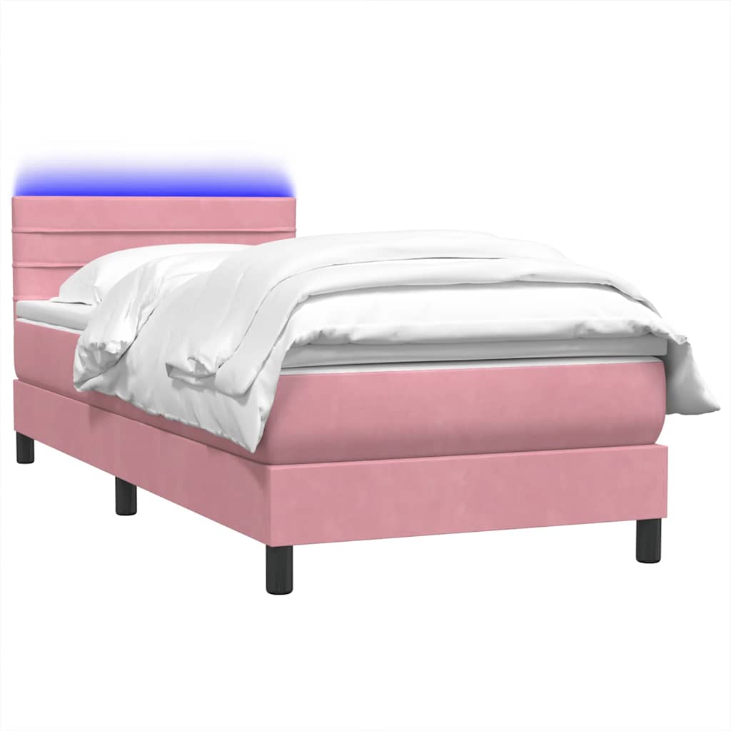 Thumbnail - vidaXL Boxspringbett mit Matratze Rosa 80x220 cm Samt