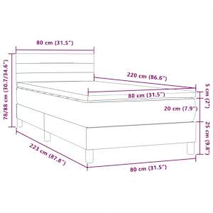 Box spring postel s matrací a LED růžová 80x220 cm samet - obrázek 16