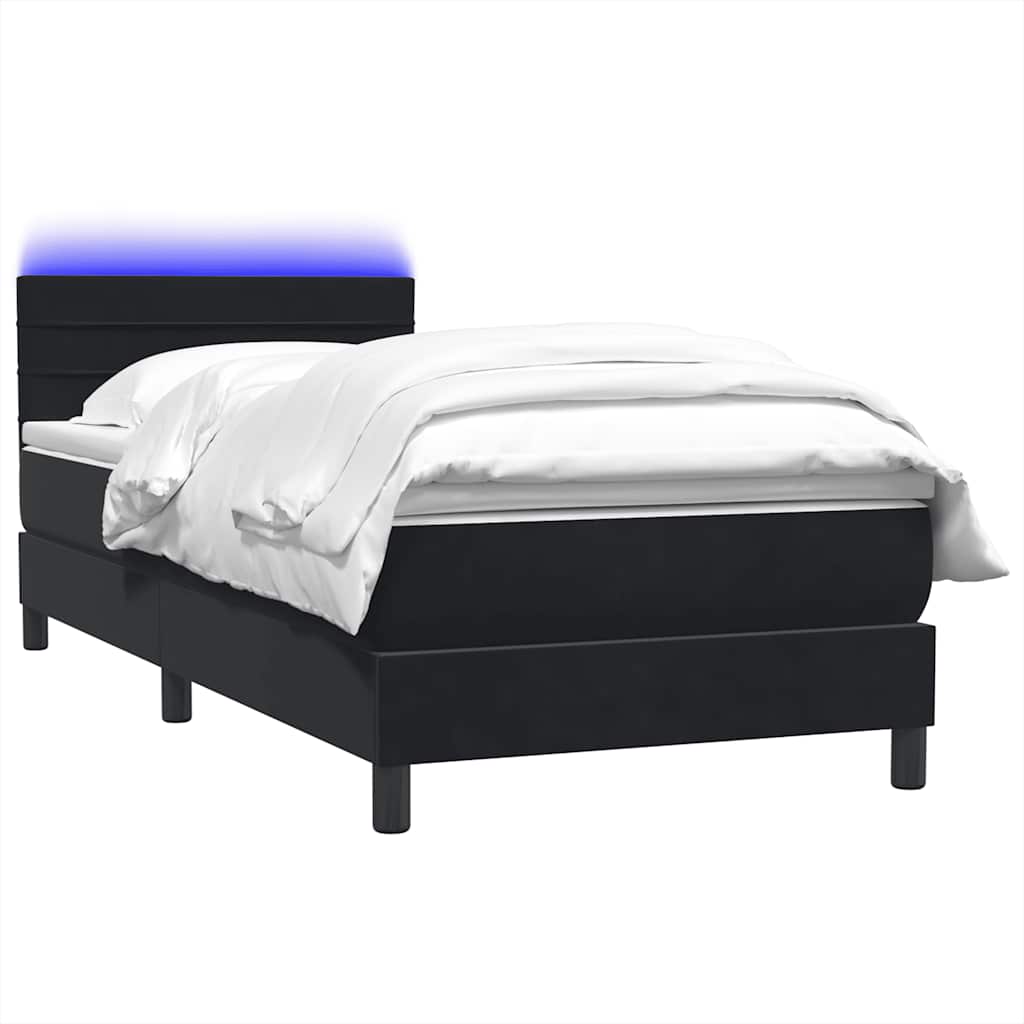 Thumbnail - vidaXL Boxspringbett mit Matratze & LED Schwarz 100x220 cm Samt