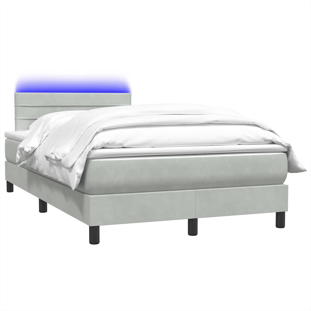 Thumbnail - vidaXL Boxspringbett mit Matratze & LED Hellgrau 120x220 cm Samt