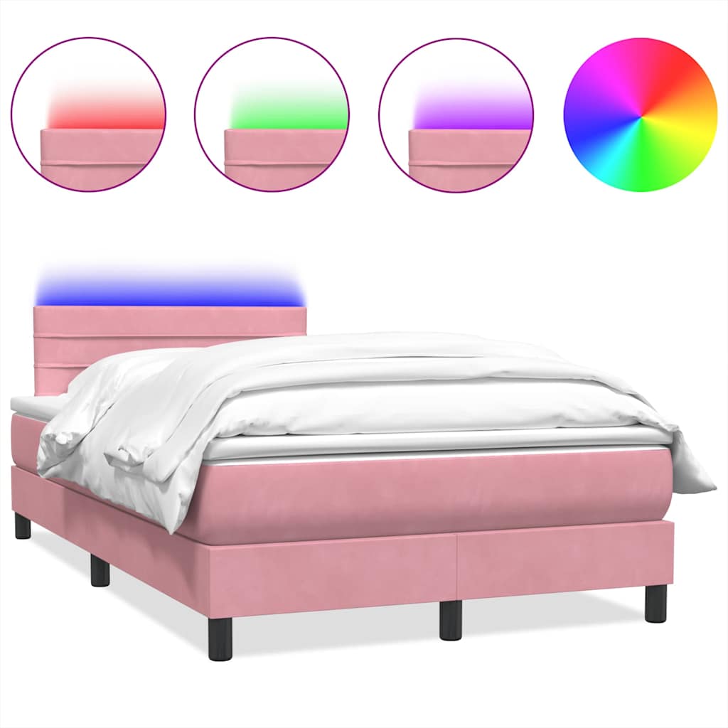 vidaXL Boxspring met matras en LED fluweel roze 120x220 cm, foto 3