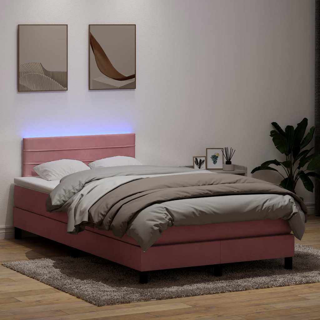 vidaXL Boxspringbett mit Matratze Rosa 120x220 cm Samt