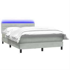 Box spring postel s matrací a LED světle šedá 160x220 cm samet - obrázek 3