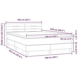 Box spring postel s matrací a LED světle šedá 160x220 cm samet - obrázek 16