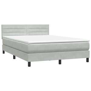 Box spring postel s matrací a LED světle šedá 160x220 cm samet - obrázek 5