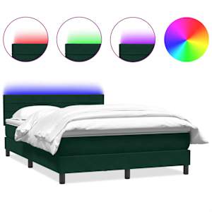 Box spring postel s matrací a LED tmavě zelená 160x220 cm samet - obrázek 2