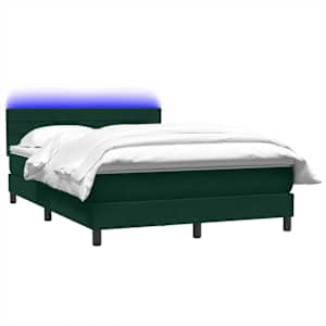Box spring postel s matrací a LED tmavě zelená 160x220 cm samet - obrázek 3