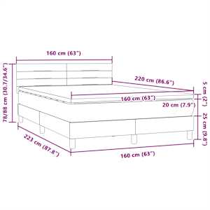 Box spring postel s matrací a LED tmavě zelená 160x220 cm samet - obrázek 16