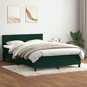 Box spring postel s matrací a LED tmavě zelená 160x220 cm samet - obrázek 4