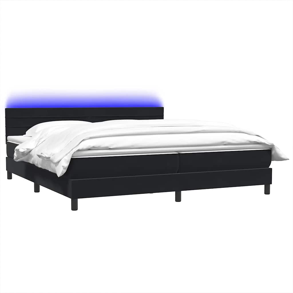 Thumbnail - vidaXL Boxspringbett mit Matratze & LED Schwarz 180x220 cm Samt