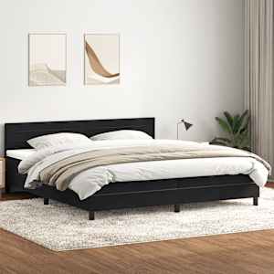 Box spring postel s matrací a LED černá 200x220 cm samet - obrázek 4