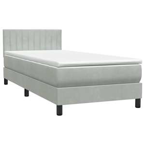 Box spring postel s matrací a LED světle šedá 80x210 cm samet - obrázek 5