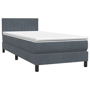 Box spring postel s matrací a LED tmavě šedá 80x210 cm samet - obrázek 5