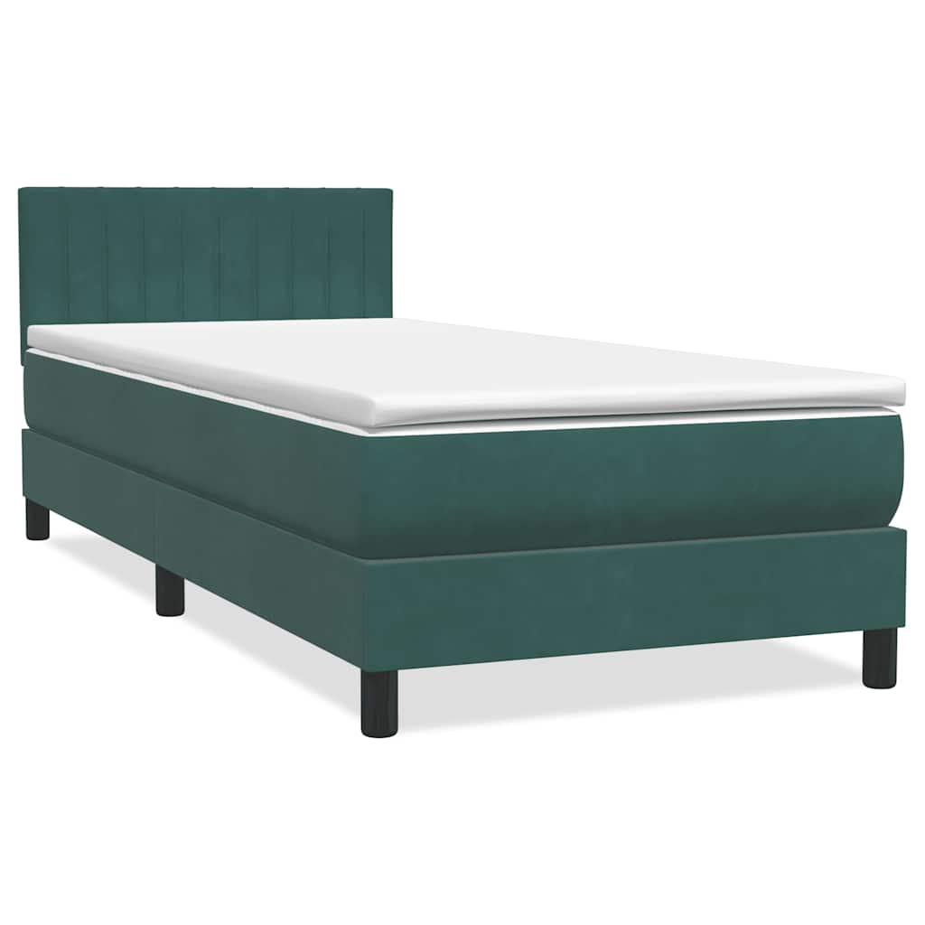 Thumbnail - vidaXL Boxspringbett mit Matratze Dunkelgrün 80x210 cm Samt