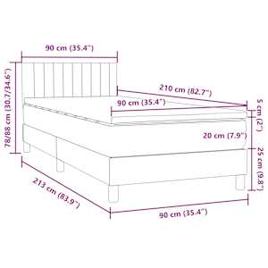 Box spring postel s matrací a LED růžová 90x210 cm samet - obrázek 16