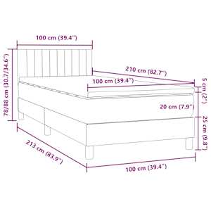 Box spring postel s matrací a LED tmavě modrá 100x210 cm samet - obrázek 16