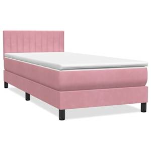 Box spring postel s matrací a LED růžová 100x210 cm samet - obrázek 3