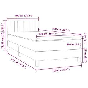 Box spring postel s matrací a LED růžová 100x210 cm samet - obrázek 16