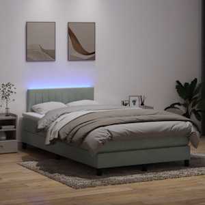 Box spring postel s matrací a LED světle šedá 120x210 cm samet - obrázek 3