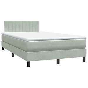 Box spring postel s matrací a LED světle šedá 120x210 cm samet - obrázek 5
