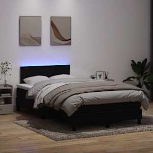 Box spring postel s matrací a LED černá 120x210 cm samet - obrázek 4