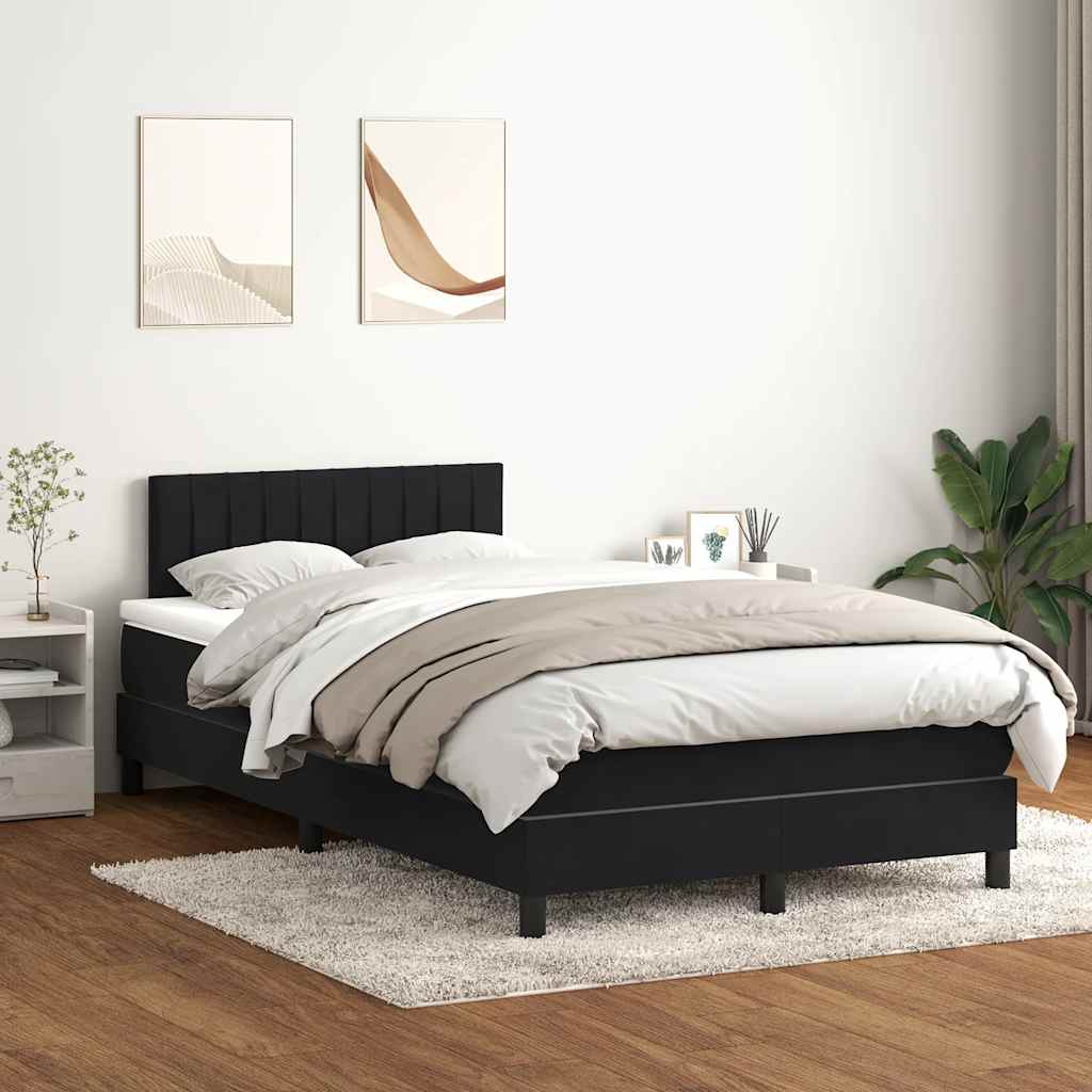 vidaXL Pat box spring cu saltea, negru, 120x210 cm, catifea