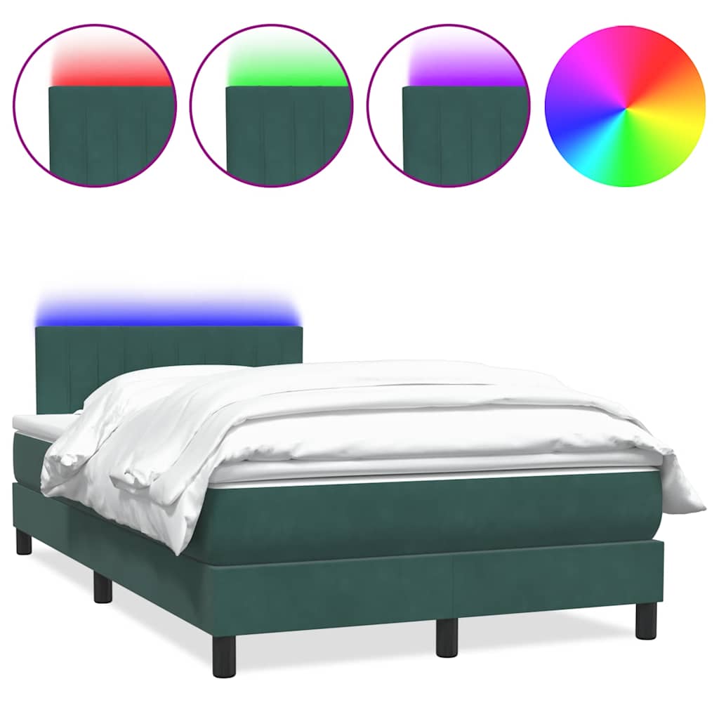 Thumbnail - vidaXL Boxspringbett mit Matratze Dunkelgrün 120x210 cm Samt