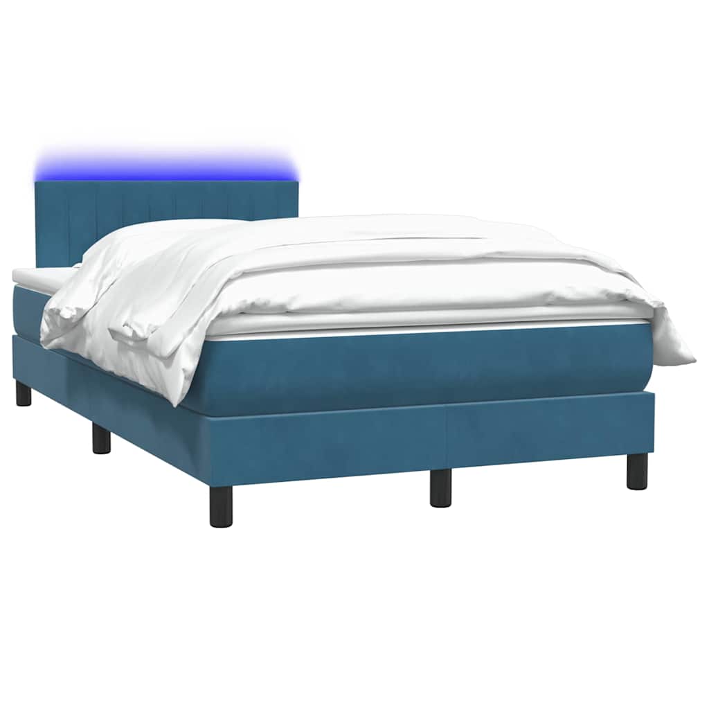 Thumbnail - vidaXL Boxspringbett mit Matratze & LED Dunkelblau 120x210 cm Samt