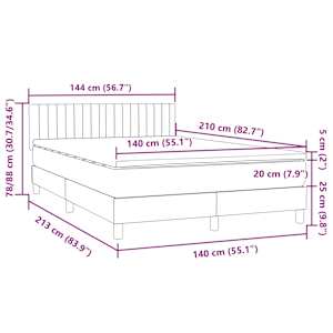 Box spring postel s matrací a LED růžová 140x210 cm samet - obrázek 16