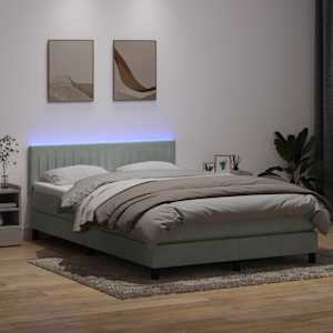 Box spring postel s matrací a LED světle šedá 160x210 cm samet - obrázek 4