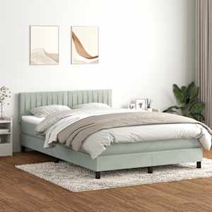 Box spring postel s matrací a LED světle šedá 160x210 cm samet - obrázek 1