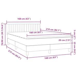 Box spring postel s matrací a LED tmavě šedá 160x210 cm samet - obrázek 16