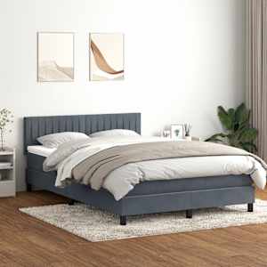 Box spring posteljni z vzmetnico LED temno siv 160x210 cm žamet