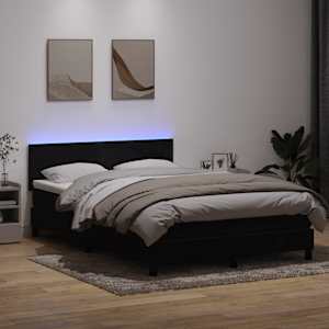 Box spring postel s matrací a LED černá 160x210 cm samet - obrázek 4