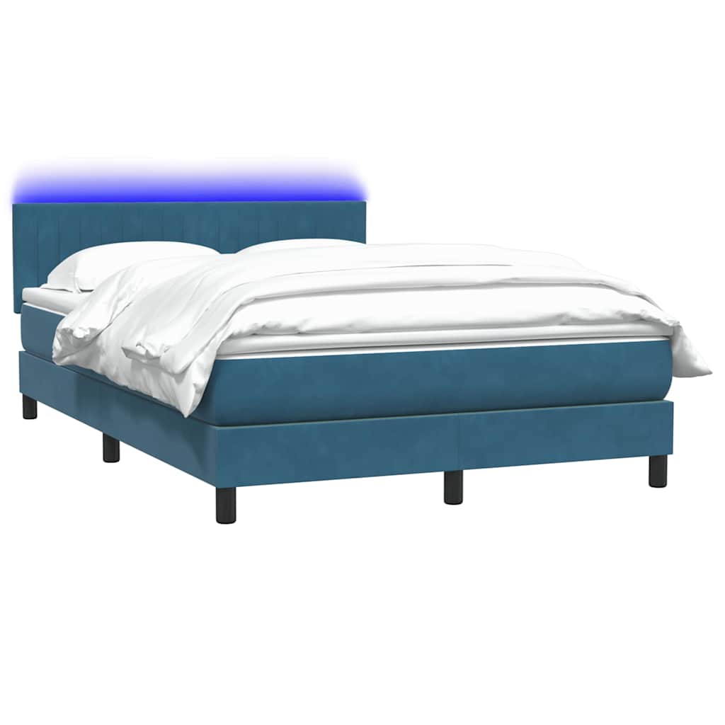 Thumbnail - vidaXL Boxspringbett mit Matratze & LED Dunkelblau 160x210 cm Samt