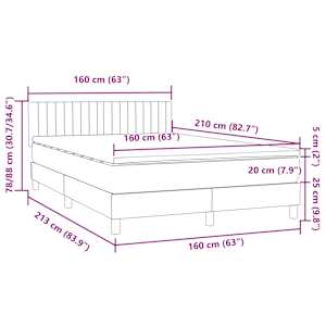 Box spring postel s matrací a LED růžová 160x210 cm samet - obrázek 16