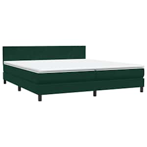 Box spring postel s matrací a LED tmavě zelená 200x210 cm samet - obrázek 5